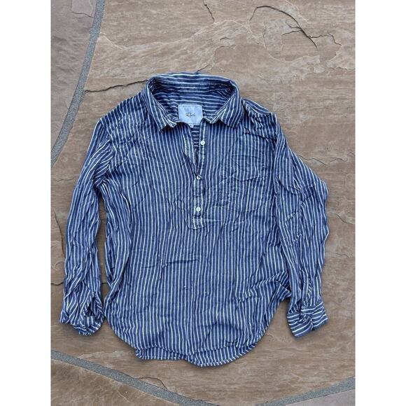 Rails Elle Popover Shirt Blue White Striped Womens Medium - Picture 1 of 5